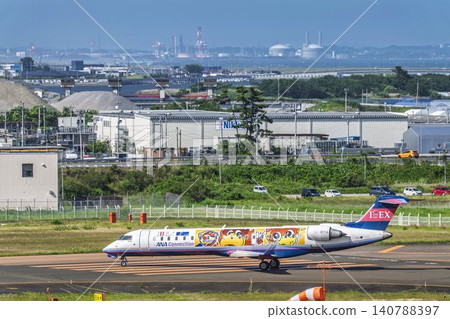 Sunny Sendai Airport, airplane taxiing, Natori City, Miyagi Prefecture Sunny Sendai Airport, airplane taxiing, Natori City, Miyagi Prefecture 140788397