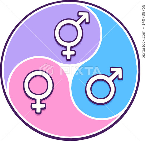 Triple yin yang with gender symbols 140788759