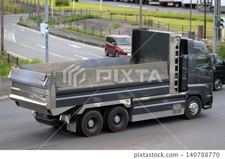 A dump truck in motion A dump truck in motion 140788770
