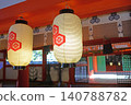 Lanterns offered at the corridor of Itsukushima Shrine in Miyajima, Aki Province 140788782