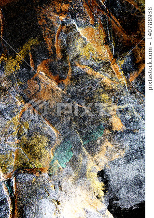 Shiny abstract metallic gold bronze and silver paint on a black background texture Shiny abstract metallic gold bronze and silver paint on a black background texture 140788938