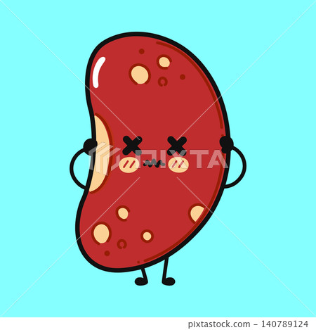 Dizzy red bean cartoon character illustration Dizzy red bean cartoon character illustration 140789124