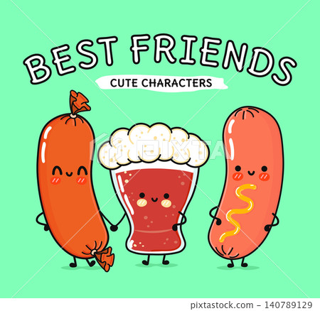Best friends beer sausage characters design Best friends beer sausage characters design 140789129