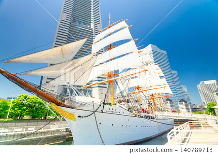 Yokohama - Nippon Maru: Full sail display. Yokohama - Nippon Maru: Full sail display. 140789713