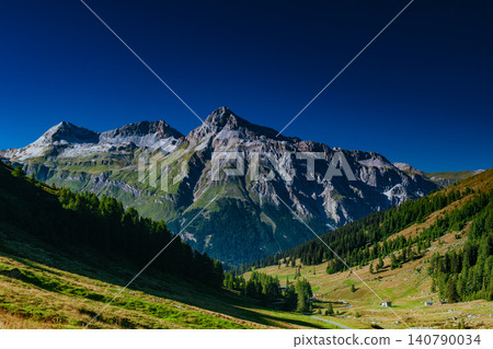 Swiss Alps mountains in summer panoramic view Swiss Alps mountains in summer panoramic view 140790034