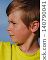 Outdoors portrait of boy with chicken pox 140790041