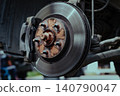 Car brake disk close up view 140790047
