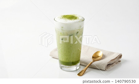 Iced matcha green tea latte with whipped cream beverage refreshing caffeine japanese wellness culinary isolated background lifestyle drinkware minimalist preparation Iced matcha green tea latte with whipped cream beverage refreshing caffeine japanese wellness culinary isolated background lifestyle drinkware minimalist preparation 140790530