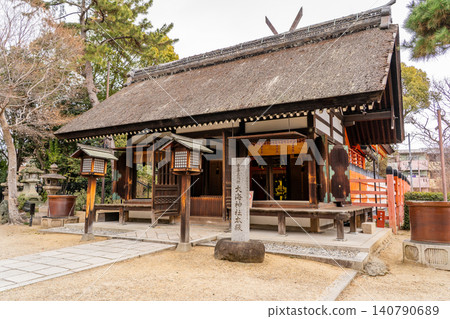 Oumi Shrine, Sumiyoshi Ward, Osaka City: Heiden (offering hall) (Important Cultural Property), a subsidiary shrine within the grounds of Sumiyoshi Taisha (a separate shrine of Sumiyoshi), dedicated to the god of the sea. Oumi Shrine, Sumiyoshi Ward, Osaka City: Heiden (offering hall) (Important Cultural Property), a subsidiary shrine within the grounds of Sumiyoshi Taisha (a separate shrine of Sumiyoshi), dedicated to the god of the sea. 140790689