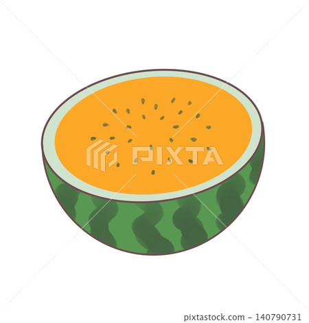 Cross-section of an orange watermelon Cross-section of an orange watermelon 140790731