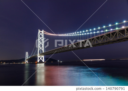 Akashi Strait Bridge, lighted up Akashi Strait Bridge, lighted up 140790791