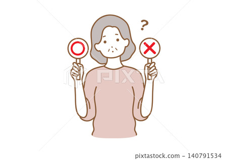 Woman facial expression correct incorrect Woman facial expression correct incorrect 140791534