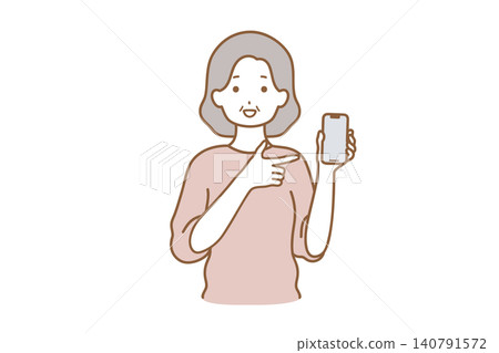 指向智能手機的婦女 指向智能手機的婦女 140791572
