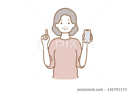 一名婦女拿著智慧型手機並解釋的插圖 一名婦女拿著智慧型手機並解釋的插圖 140791573