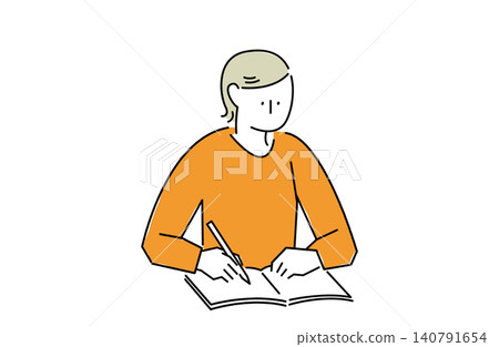 A woman studying A woman studying 140791654