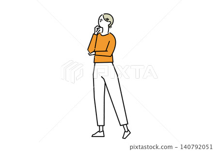 一位女子沉思著。 140792051