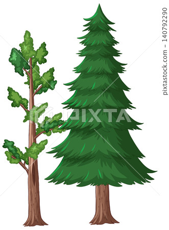 Vector Illustration of Evergreen Pine and Deciduous Forest Trees Vector Illustration of Evergreen Pine and Deciduous Forest Trees 140792290