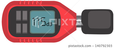 Red Handheld Digital Decibel Meter Measuring High Sound Pressure Levels Red Handheld Digital Decibel Meter Measuring High Sound Pressure Levels 140792303