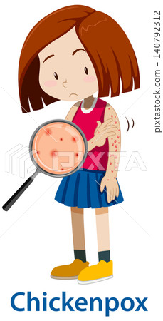 Young Girl Scratching Arm With Chickenpox Rash Illustration Young Girl Scratching Arm With Chickenpox Rash Illustration 140792312