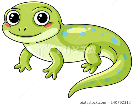 Cute Green Spotted Salamander Vector Illustration Isolated on White Background 140792313