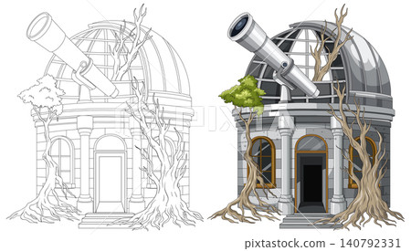 Abandoned Observatory Dome Overtaken by Tree Roots 140792331