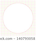 A perfectly round frame with a checkered pattern in two colors, pink and light green, as the background. 140793058