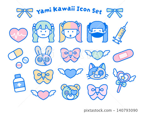 A set of subculture-inspired icons that aren't too quirky | Jirai-kei, Retro Pop, Pastel Colors A set of subculture-inspired icons that aren't too quirky | Jirai-kei, Retro Pop, Pastel Colors 140793090