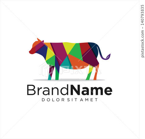 Colorful creative geometric cow Logo Suitable For Company Logos Business Media Games Personal Needs And Others Colorful creative geometric cow Logo Suitable For Company Logos Business Media Games Personal Needs And Others 140793835