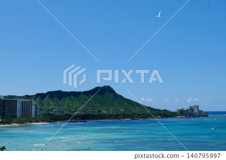Diamond Head as seen from Waikiki Beach Diamond Head as seen from Waikiki Beach 140795997