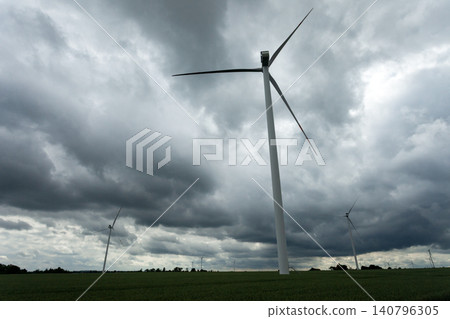 Wind turbines against a cloudy sky Wind turbines against a cloudy sky 140796305