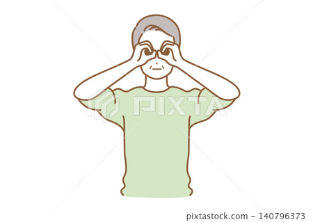 Man peeking through his hands Man peeking through his hands 140796373
