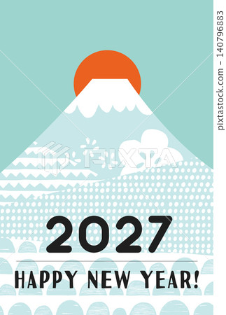 Mount Fuji New Year's card template (2027) Mount Fuji New Year's card template (2027) 140796883