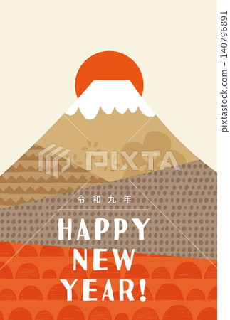 Mount Fuji New Year's card template (2027) Mount Fuji New Year's card template (2027) 140796891