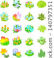 A soothing illustration set featuring a variety of colorful plants. 140797351