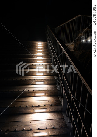 Lighting that illuminates the ground on the observation deck at night Lighting that illuminates the ground on the observation deck at night 140797982