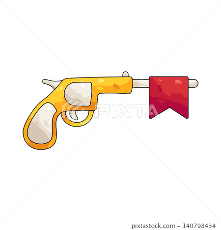 Illustration of toy gun with flag Illustration of toy gun with flag 140798434