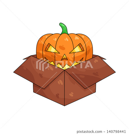 Illustration of box with pumpkin head 140798441