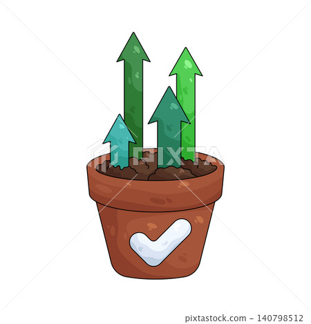 Illustration of growth arrow sprouting from a pot 140798512