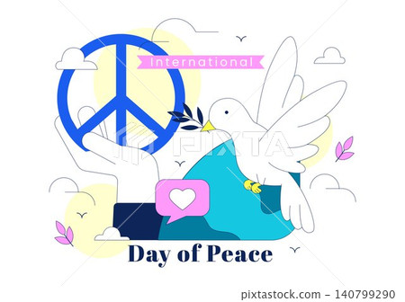 International Day of Peace Vector Illustration Featuring Peace Dove, Global Unity, Love, World Cooperation, Human Rights and Peace Awareness Campaign International Day of Peace Vector Illustration Featuring Peace Dove, Global Unity, Love, World Cooperation, Human Rights and Peace Awareness Campaign 140799290