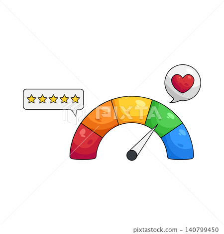 Illustration of customer satisfaction meter Illustration of customer satisfaction meter 140799450