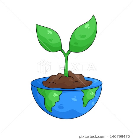 Illustration of plant growing from the earth 140799470