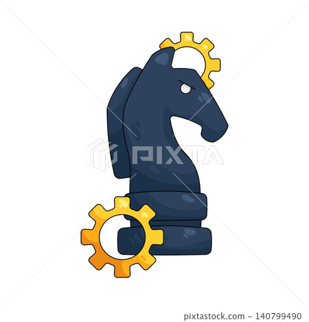 Illustration of knight chess piece with a gear 140799490