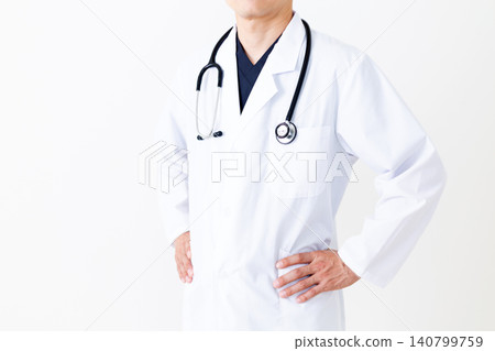 Middle-aged male doctor wearing a white coat 140799759
