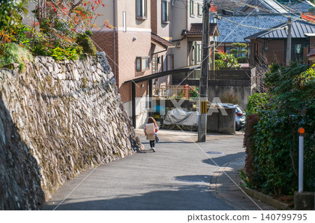 little Japanese student girl walk in rural village at Sakyo area, Kyoto little Japanese student girl walk in rural village at Sakyo area, Kyoto 140799795