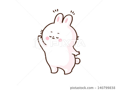 一隻兔子豎起長耳朵，認真地傾聽聲音（主動傾聽/資訊收集）。 140799838