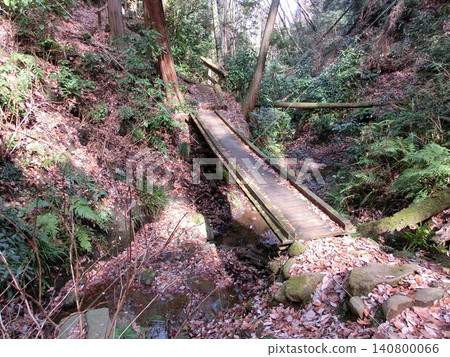A wooden bridge on the hiking trail of Takatori Mountain A wooden bridge on the hiking trail of Takatori Mountain 140800066