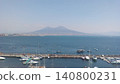 A breathtaking view of the beautiful blue sky and the majestic Mount Vesuvius from the Bay of Naples during a trip to Italy. 140800231