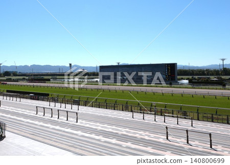 Racecourse and turf vision at Kyoto Racecourse Home Stretch Racecourse and turf vision at Kyoto Racecourse Home Stretch 140800699