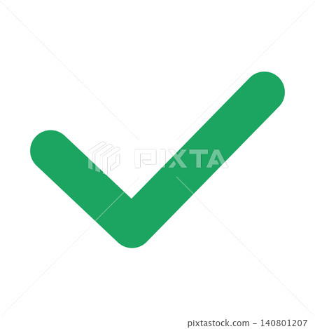 Simple checkmark icon illustration: Green 005 Simple checkmark icon illustration: Green 005 140801207