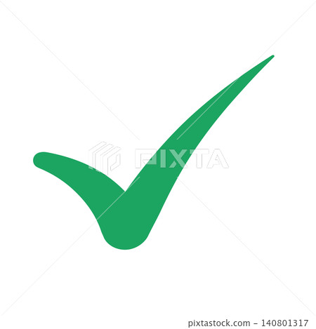 Simple checkmark icon illustration: Green 007 Simple checkmark icon illustration: Green 007 140801317